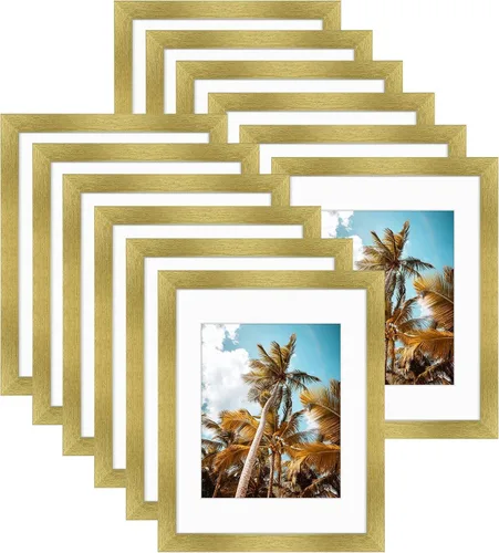 Vista 67 de Frametory, Marco de fotos de 11 x 14 pulgadas con paspartú para fotos de 8 x 10 pulgadas, moldeado ancho de vidrio de alta definición, accesorios