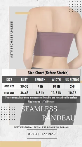 Vista 5 de OLLIE ARNES Sujetador de tubo bandeau elástico sin costuras para mujer, talla única o grande, sin tirantes