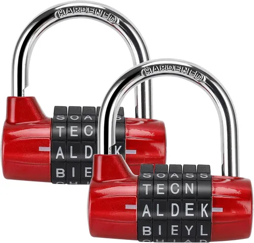 Vista 6 de Candado de aleación resistente con contraseña, candado de seguridad resistente, fácil de configurar tu propio combo reiniciable sin llave (2 negro)
