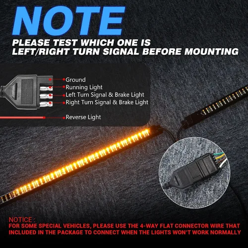 Vista 4 de MICTUNING Barra de Luz Triple para Portón Trasero Impermeable Plug-and-Play Marco de Aluminio con Conector Plano de 4 Vías - Señal de Giro
