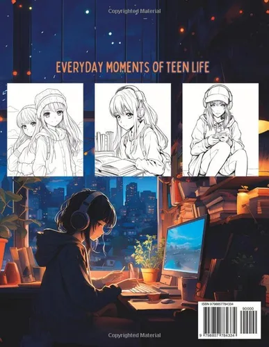 Vista 2 de Coloring Book For Girls Activity Book With 50 Unique Japanese Anime Manga Designs For Girls, Teenagers, And Adults