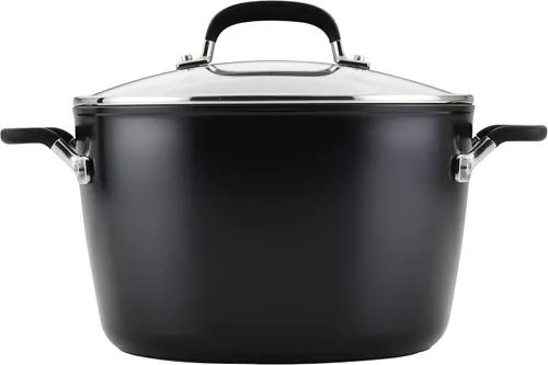 Vista 11 de KitchenAid 84805 Olla antiadherente anodizada dura con tapa, 8 cuartos de galón, color negro ónix