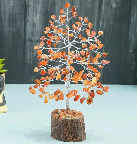 Vista 5 de Crocon® Bonsái de árbol de cristal curativo de cornalina, decoración de escritorio para mujer, decoración de habitación y oficina, regalo