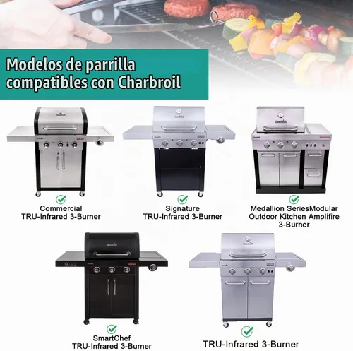 Vista 5 de Plaquitas de tamaño completo para Charbroil TRU-Infrared 3 Burner