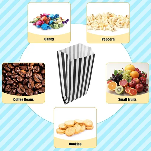 Vista 7 de 100 bolsas de papel para palomitas de maíz, porciones individuales, pequeñas bolsas de palomitas de maíz para fiestas, desechables, aperitivos