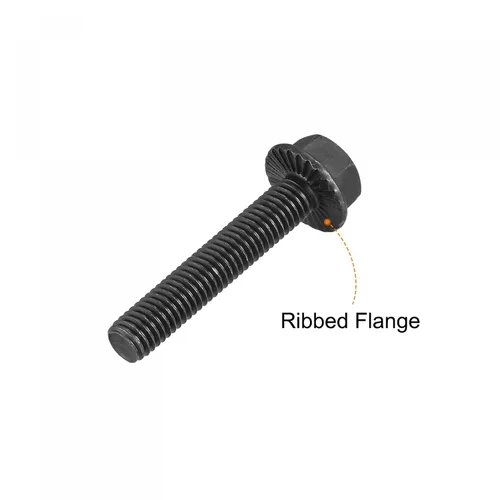 Vista 4 de uxcell Pernos de brida dentada hexagonal M8-0.049x1.772 in Tornillos de acero al carbono de grado 10.9 5pcs