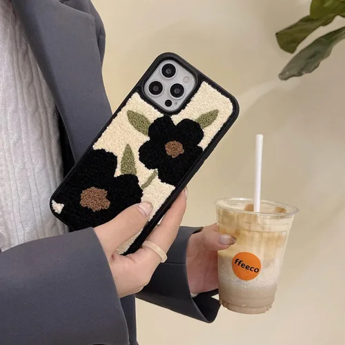 Vista 4 de Funda para teléfono con diseño floral negro compatible con iPhone 12 Pro Max de 6.7 pulgadas 2021, bonito diseño floral femenino, delgado y suave