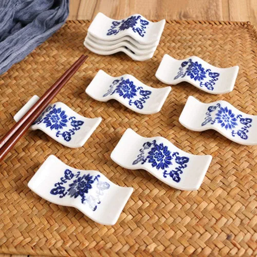 Vista 5 de Juego de 8 palillos de cerámica, estilo chino, soporte para cucharas de cena, soporte para cuchillo, tenedor, palillos