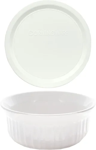 Vista 2 de CorningWare, cazuelas redondas estilo francés de 16 onzas con cubierta plástica, Blanco