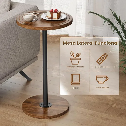 Vista 5 de Asgolion Mesa Auxiliar Redonda, Mesa Pequeña para Bebidas, Soporte de Martini con Pedestal, Mesa de Cóctel con Base Ponderada, Mesita de Noche