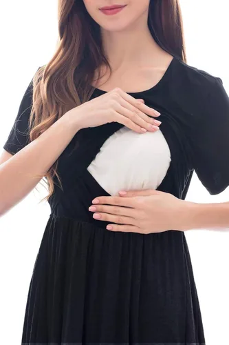 Vista 2 de Smallshow Vestidos de lactancia de retazos de manga corta para mujer