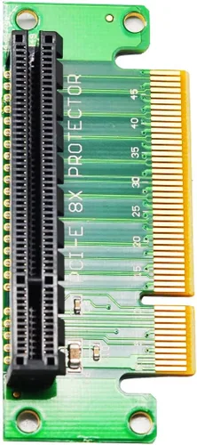 Vista 5 de WLGQ Tarjeta vertical PCIE X8 macho a hembra, adaptador PCI Express PCI-E 8X izquierdo de 90 grados, adecuado para servidor, escritorio