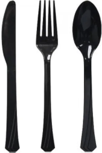 Vista 7 de Tiger Chef - Cubertería de plástico de color resistente, incluye tenedores, cucharas para el té y cuchillos, Dorado
