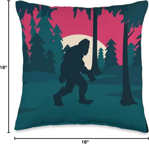 Vista 4 de Cryptozoology Bigfoot Yeti Sasquatch Gifts Conspiracy Theory Cryptid Forest Sasquatch Sunset Bigfoot Throw almohada, 16x16, Multicolor