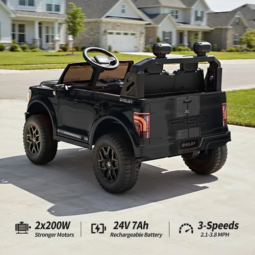 Vista 4 de Ford Shelby F150 - Juguete de paseo de 2 plazas y 24 V con licencia para Negro