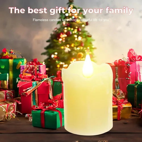 Vista 3 de 3 PZS Velas LED de Cera Real Recargables Sin Llama, Blanco Cálido, Control Remoto, D2 x H4", Brillo Ajustable Parpadeante Operadas con Batería Velas