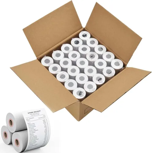 Vista 7 de [10 rollos] Rollos de papel térmico para recibos de 2 1/4 x 50, papel de alta calidad que se adapta a todos los terminales de tarjetas de crédito