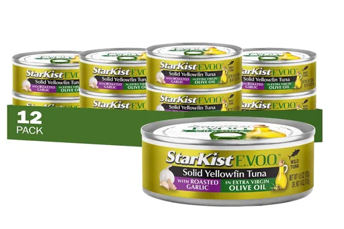 Vista 22 de StarKist E.V.O.O. Atún Blanco Sólido Albacore en Aceite de Oliva Virgen Extra, 4.5 Oz, Paquete de 12