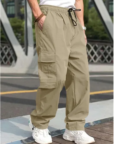 Vista 3 de Lexiart Pantalones cargo de senderismo para hombre, con cordón, pantalones deportivos de trabajo, ajuste holgado, pantalones de senderismo