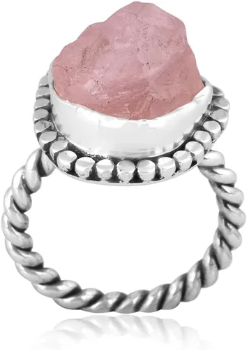 Vista 12 de Anillo trenzado de plata esterlina 925 con piedras preciosas crudas para mujer, joyería hecha a mano