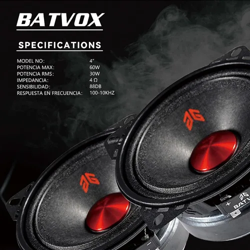 Vista 3 de MX40P1 Altavoz de Rango Medio de 4 Pulgadas 120 Vatios 4 Ohmios Tapa Antipolvo Roja, Altavoces de Audio de Calidad Premium para Puerta de Automóvil