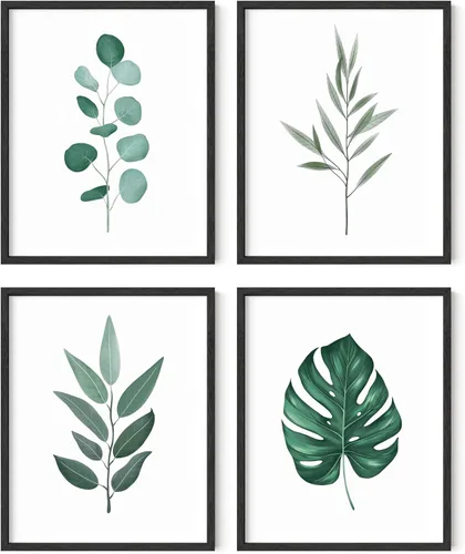 Vista 26 de HAUS AND HUES Arte de pared floral gris, juego de 4 pósteres de plantas para pared vintage, impresiones botánicas, cuadros de flores en blanco
