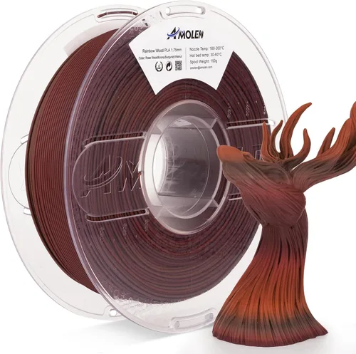 Vista 12 de AMOLEN - Filamento para impresora 3D de PLA de madera de bambú, filamento de PLA de 1.75mm con 15% de fibra de bambú real, 1kg/2.2lb con 15%