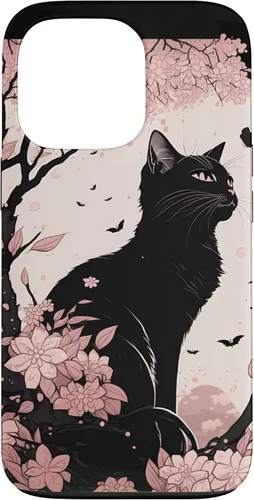 Vista 10 de Cute Pink Japanese Cherry Blossom Cat Aesthetic Case for iPhone 16