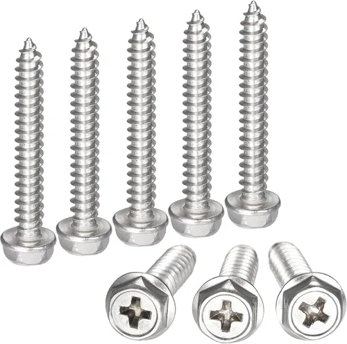 Vista 18 de uxcell Phillips - Tornillos autorroscantes para arandela hexagonal, M4 x 0.472 in, acero inoxidable 304, brida hexagonal, 25 piezas