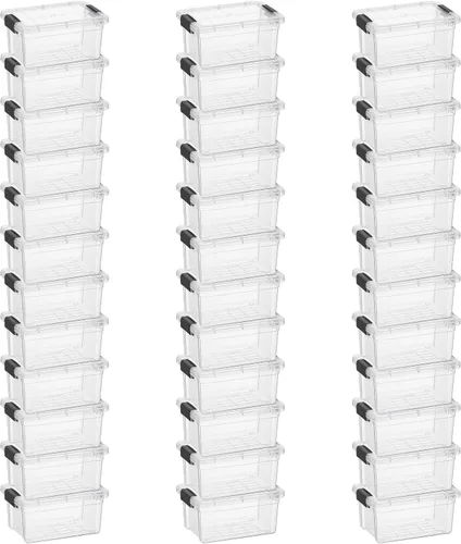 Vista 32 de Superio Caja de almacenamiento transparente con tapa, contenedores de plástico de 2.3 cuartos para organizar, cajas apilables, sin BPA, no tóxico