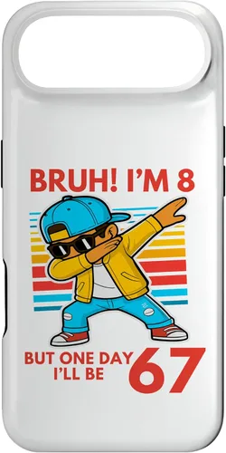 Vista 27 de Bruh I'm 8 But One-Day I'll Be 67 Retro 8th Birthday Kids Case for iPhone 17