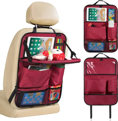 Vista 18 de LUCMO Organizador de asiento trasero de coche con soporte para tableta - 2 piezas, organizador de almacenamiento de coche con 6 bolsillos