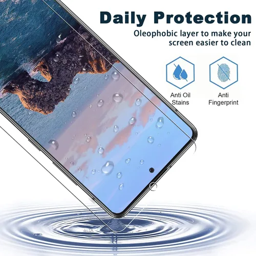 Vista 4 de Paquete de 3 + 3 protectores de pantalla para Galaxy A51 + protector de lente de cámara, vidrio templado de dureza 9H, resistente a los arañazos