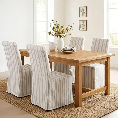 Vista 10 de Parsons - Juego de 2 sillas de comedor tapizadas con falda extraíble lavable, sillas de cocina con respaldo alto y patas de madera maciza, tela