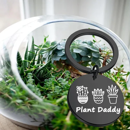 Vista 6 de Lywjyb Birdgot Plant Daddy Regalo para amantes de las plantas, llavero de plantas suculentas, regalo para hombres