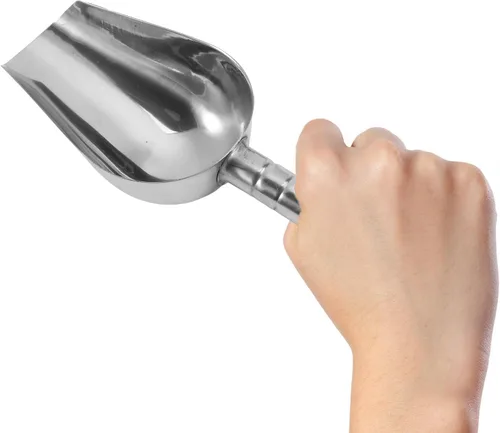Vista 9 de POPETPOP Cuchara de acero inoxidable para alimentos para mascotas, 1.50 tazas, pala de metal de 8.26 pulgadas, pala de metal para caramelo seco