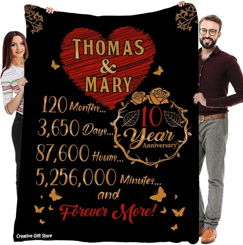 Vista 21 de Mantas de forro polar personalizadas para esposa con nombre de marido, el mejor regalo para tu compañero de vida con citas, regalos del día de San