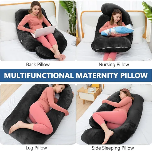 Vista 7 de Almohada corporal de espuma viscoelástica triturada, almohadas de embarazo para dormir, almohada de maternidad para mujeres embarazadas, almohada