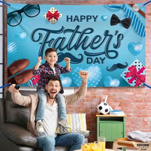 Vista 4 de KatchOn Cartel de feliz día del padre, extragrande, 72 x 44 pulgadas, decoración azul del día del padre para fiesta y hogar