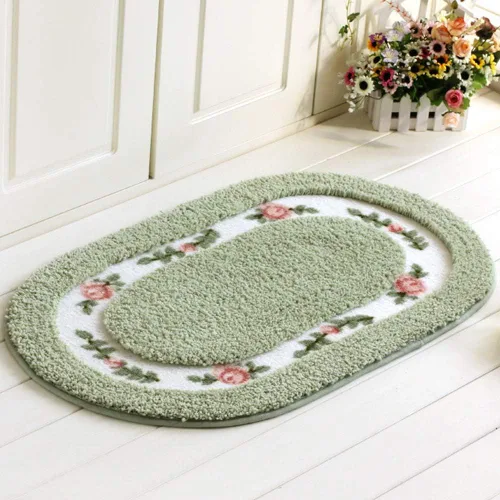 Vista 5 de vctops Elegante tapete de baño con diseño de rosas y flores, tapete de bienvenida para cocina, suave, antideslizante, absorbente, color rosa, 31 x
