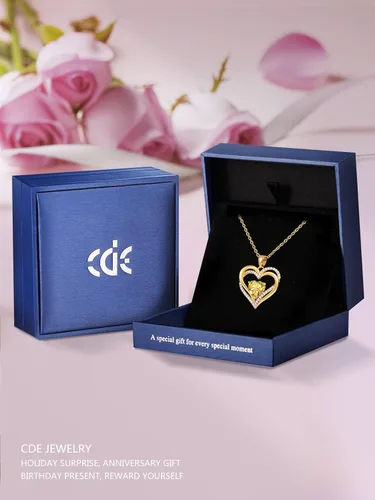 Vista 6 de CDE Collares de corazón para mujer, plata esterlina 925, dije de piedra natal, aniversario, cumpleaños, Navidad, día de San Valentín, joyería