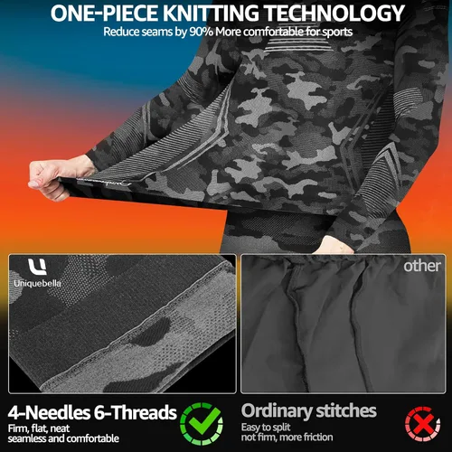 Vista 2 de UNIQUEBLLA - Conjunto de ropa interior térmica para hombre, capa base térmica, parte inferior para clima frío