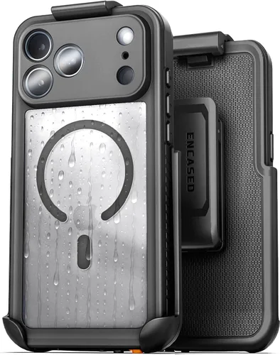 Vista 16 de Funda impermeable Encased Titan diseñada para iPhone 15 Plus con clip para cinturón (compatible con MagSafe), funda protectora de cuerpo completo