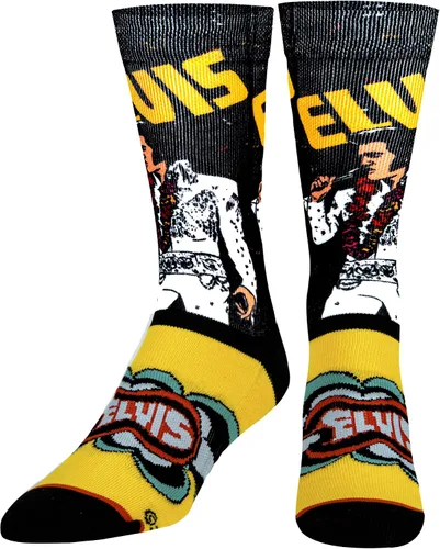 Vista 6 de Odd Sox, Elvis Presley, The King of Rock N Roll - Calcetines para hombre, divertidos regalos de coleccionista, Negro