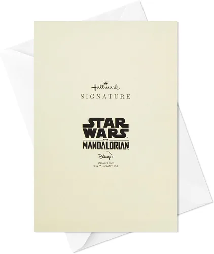 Vista 6 de Hallmark Star Wars Tarjeta Emergente de Cumpleaños o Felicitaciones (Baby Yoda) Que el 4 te Acompañe, Tarjeta 3D Signature Paper Wonder