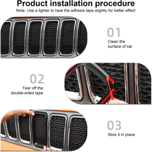 Vista 5 de CheroCar para Renegade Insertos de Parrilla, Cobertura de Protección de Parrilla Delantera Adecuada para Jeep Renegade 2019-2025+