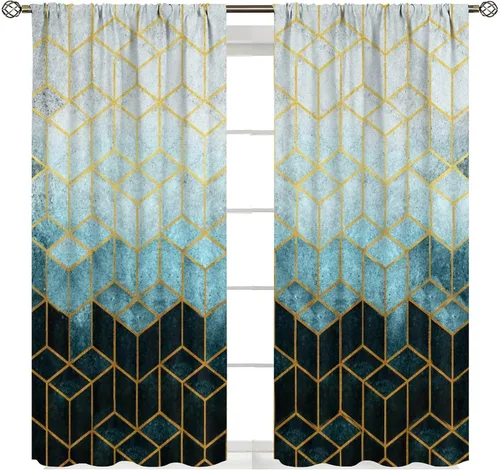 Vista 11 de Cortinas degradadas grises y negras, con textura geométrica moderna abstracta para cocina, dormitorio, sala de estar, juegos de 2 paneles