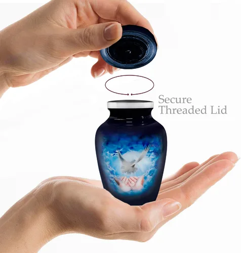Vista 4 de Trupoint Memorials Urnas pequeñas para recuerdo de cenizas humanas, mini urna de cremación decorativa para hombres y mujeres adultos, juego de 4