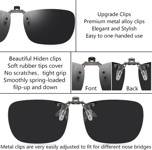 Vista 3 de CAXMAN Gafas de sol polarizadas con clip sobre gafas graduadas para hombres y mujeres, protección UV