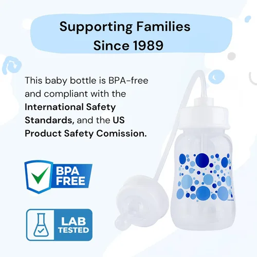 Vista 3 de Hands-Free Baby Bottle - Sistema de enfermería anticólicos biberón de 4 onzas con pezón/tetina de flujo rápido 9.8 ft+ con sistema de alimentación